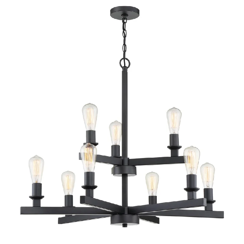 Industrial Lighting for Chemical PlantsChicago 9 Light Chandelier in Flat Black