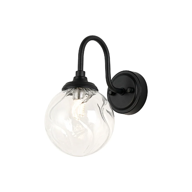 Satin Black/Clear Waved Round Glass