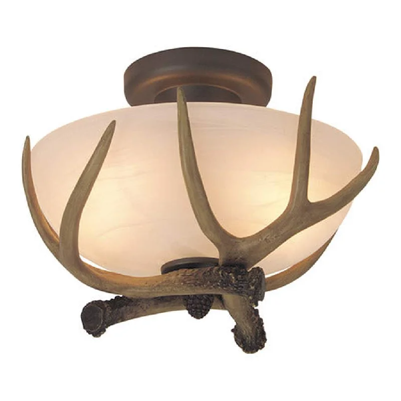 Industrial Lighting with High CRI (Color Rendering Index) for True Color PerceptionAntler 2 Light Semi Flush in European Bronze