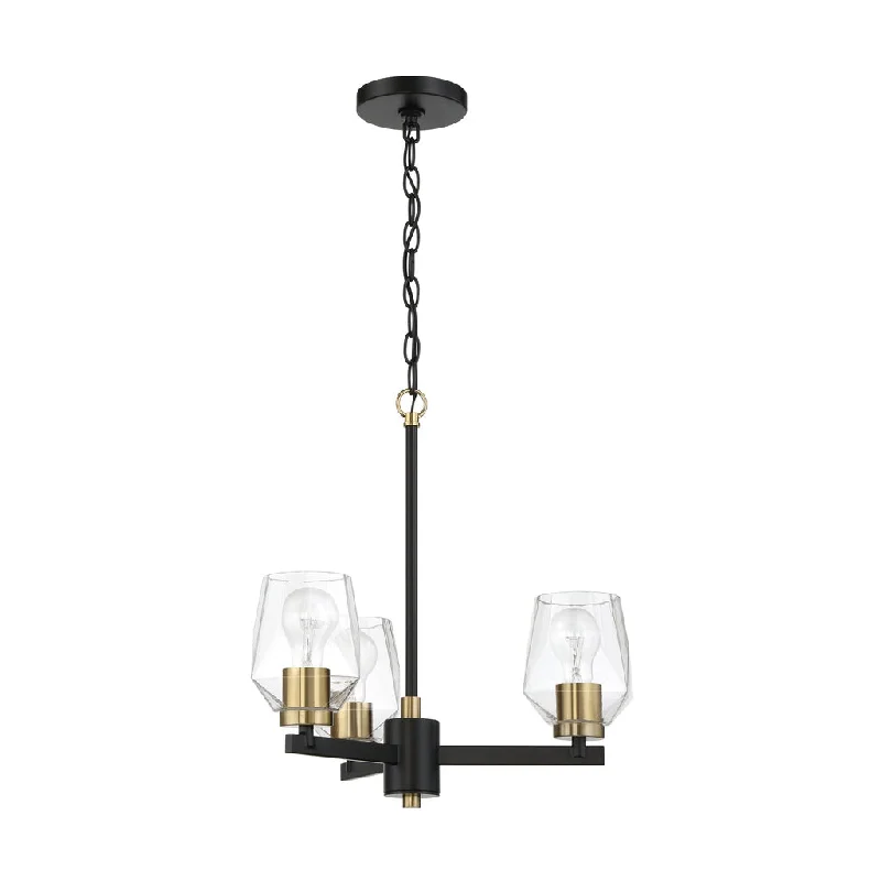 Industrial Lighting for Textile MillsAvante Grand 3 Light Chandelier in Flat Black/Satin Brass Industrial Lighting for Textile MillsAvante Grand 3 Light Chandelier in Flat Black/Satin Brass