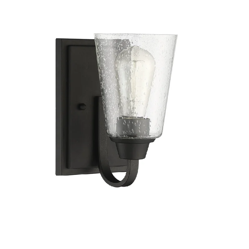 Industrial Ceiling - Mounted Lighting for Assembly PlantsGrace 1 Light Wall Sconce in Espresso (Clear Seeded Glass) Industrial Ceiling - Mounted Lighting for Assembly PlantsGrace 1 Light Wall Sconce in Espresso (Clear Seeded Glass)