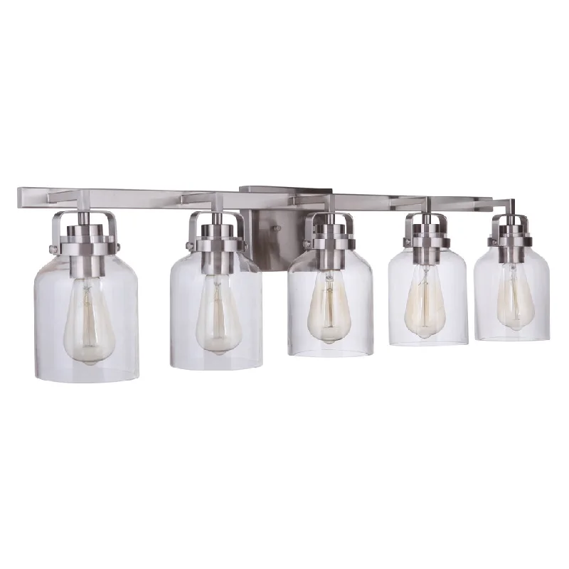 Industrial Lighting for Printing Press FacilitiesFoxwood 5 Light Vanity in Brushed Polished Nickel Industrial Lighting for Printing Press FacilitiesFoxwood 5 Light Vanity in Brushed Polished Nickel