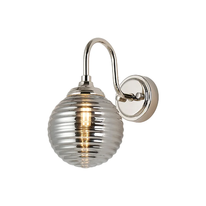 Polished Nickel/Smoke Ribbed Round Glass