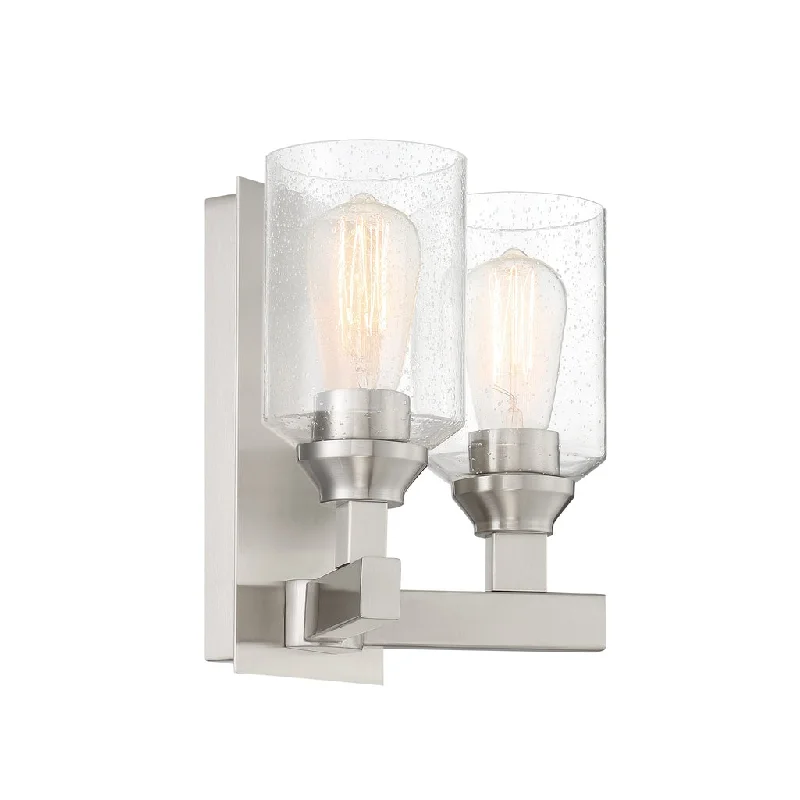 Low - Bay Industrial Lighting Fixtures for Small FactoriesChicago 2 Light Wall Sconce in Brushed Polished Nickel Low - Bay Industrial Lighting Fixtures for Small FactoriesChicago 2 Light Wall Sconce in Brushed Polished Nickel