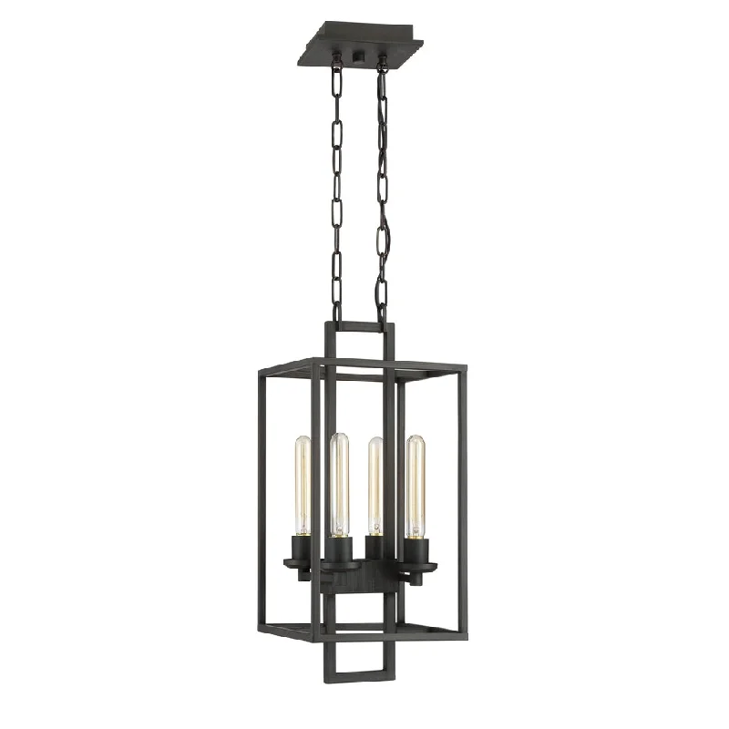 Shock - Resistant Industrial Lighting for Vibrating Machinery AreasCubic 4 Light Foyer in Aged Bronze Brushed