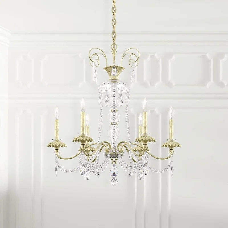Color - Tunable Industrial Lighting for Special ApplicationsHelenia 6 Light Heirloom Silver Chandelier with Clear Heritage Crystals