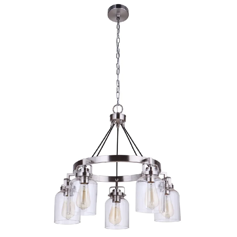 Industrial Lighting for Woodworking FactoriesFoxwood 5 Light Chandelier in Brushed Polished Nickel Industrial Lighting for Woodworking FactoriesFoxwood 5 Light Chandelier in Brushed Polished Nickel