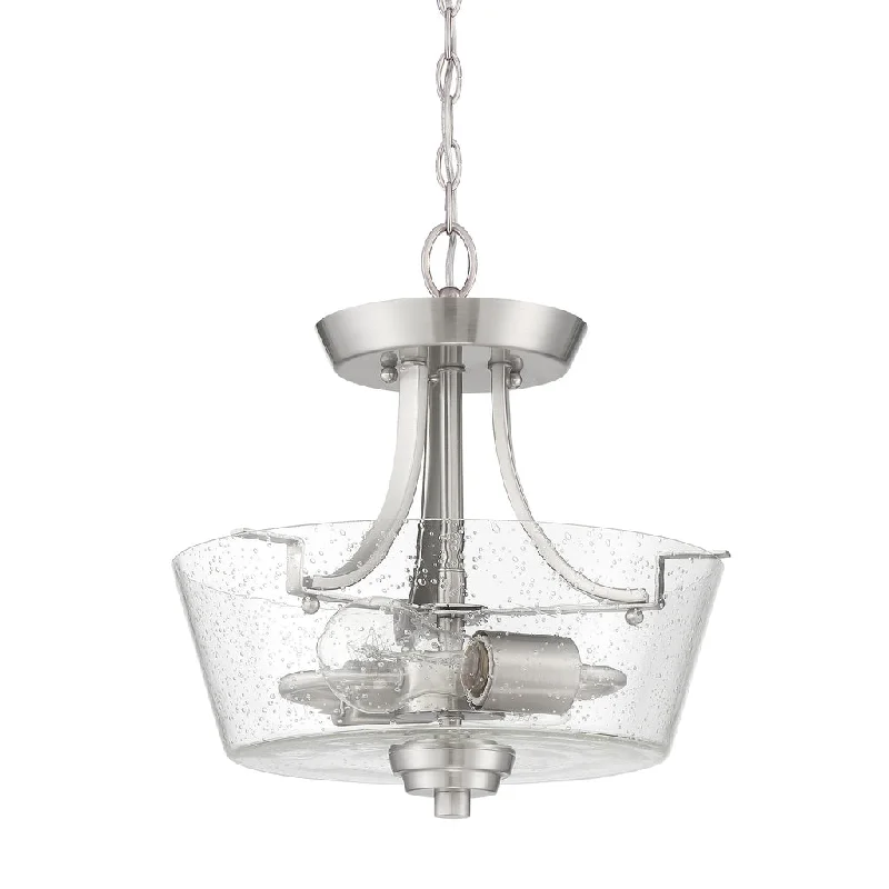 Color - Tunable Industrial Lighting for Special ApplicationsGrace 2 Light Convertible Semi Flush in Brushed Polished Nickel (Clear Seeded Glass) Color - Tunable Industrial Lighting for Special ApplicationsGrace 2 Light Convertible Semi Flush in Brushed Polished Nickel (Clear Seeded Glass)