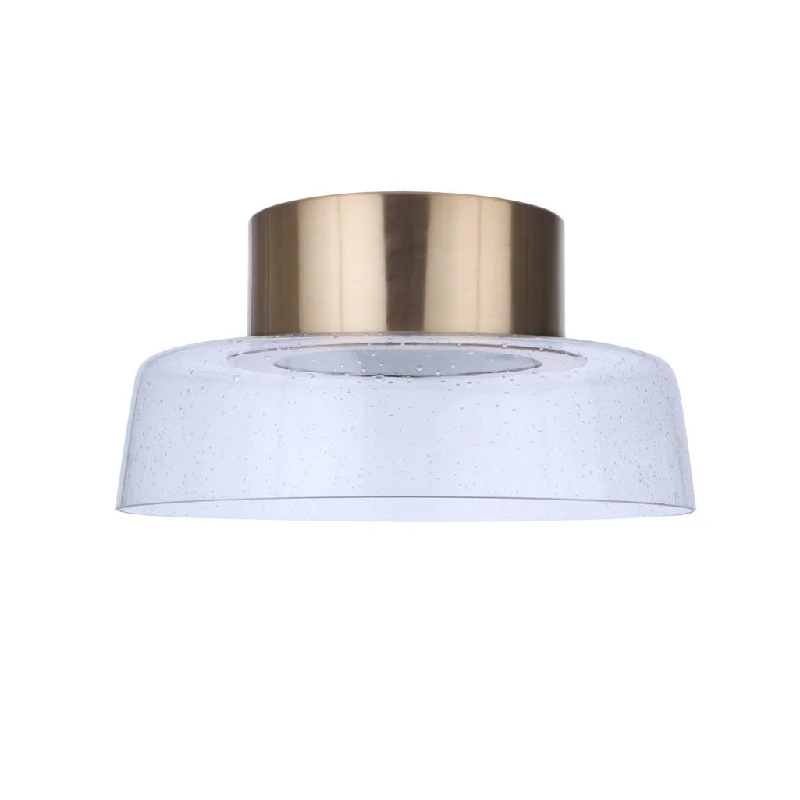 Dimmable Industrial Lighting for Ambiance ControlCentric 13.75" LED Flushmount in Satin Brass