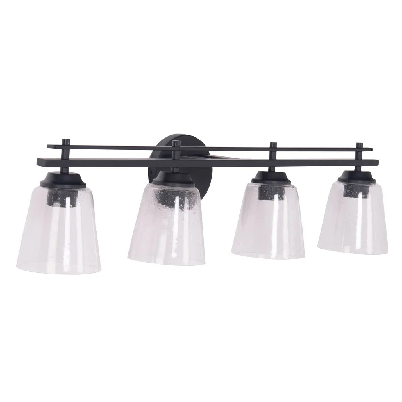 Industrial Pendant Lighting for Machine ShopsDrake 4 Light Vanity in Flat Black