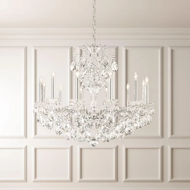 Industrial Wall - Mounted Lighting for Workshop WallsSonatina 12 Light Silver Chandelier with Crystals from Swarovski