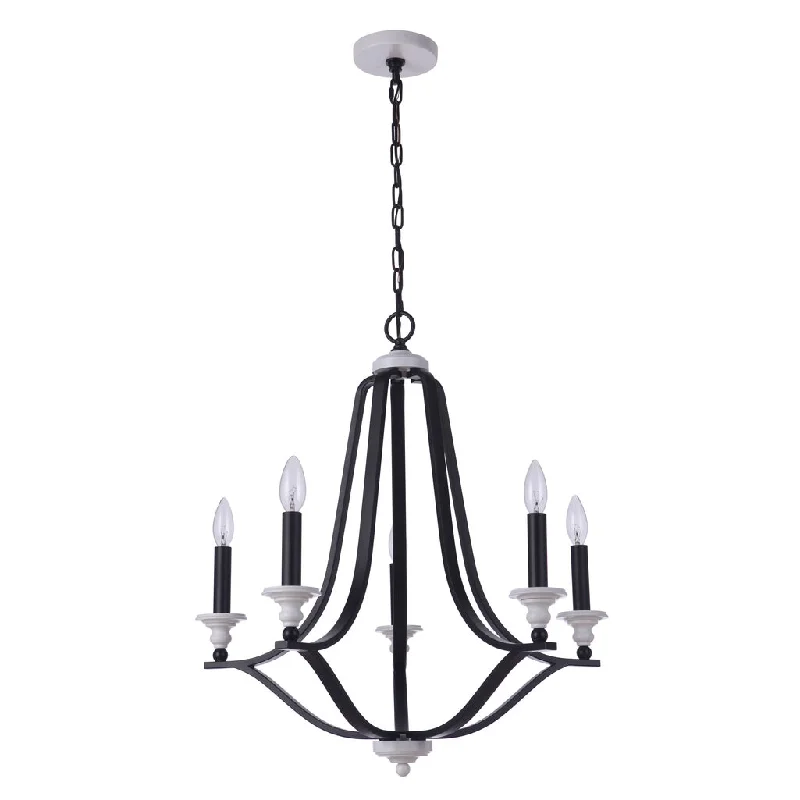 Waterproof Industrial Lighting for Wet AreasEsme 5 Light Chandelier in Flat Black/Matte White Waterproof Industrial Lighting for Wet AreasEsme 5 Light Chandelier in Flat Black/Matte White