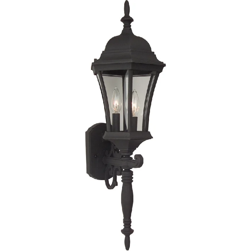 Corrosion - Resistant Industrial Lighting for Coastal FactoriesCurved Glass Cast 3 Light Large Outdoor Wall Lantern in Textured Black