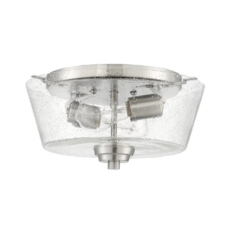 Durable Industrial Lighting for Harsh EnvironmentsGrace 2 Light Flushmount in Brushed Polished Nickel (Clear Seeded Glass) Durable Industrial Lighting for Harsh EnvironmentsGrace 2 Light Flushmount in Brushed Polished Nickel (Clear Seeded Glass)