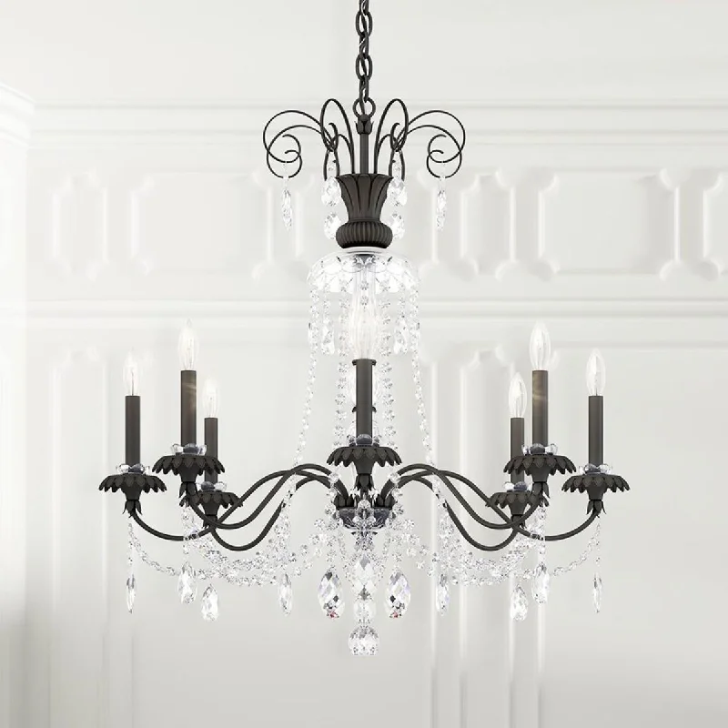 Industrial Lighting with High CRI (Color Rendering Index) for True Color PerceptionHelenia 8 Light Black Chandelier with Clear Heritage Crystals