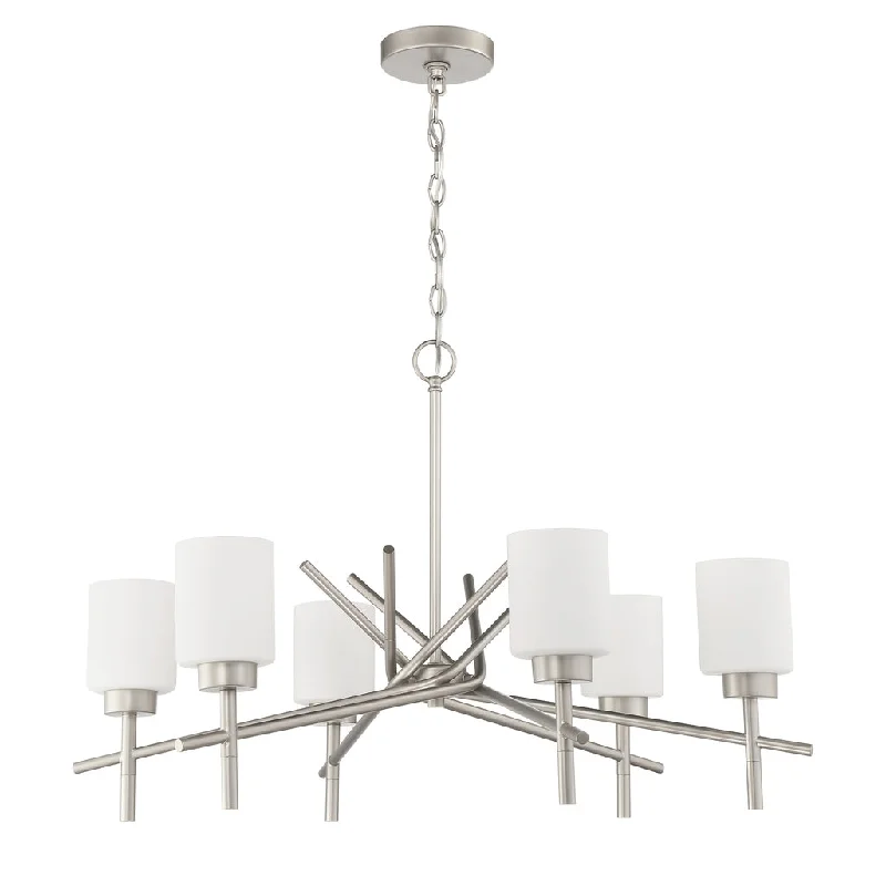 Industrial Lighting for Furniture FactoriesCadence 6 Light Chandelier in Satin Nickel Industrial Lighting for Furniture FactoriesCadence 6 Light Chandelier in Satin Nickel