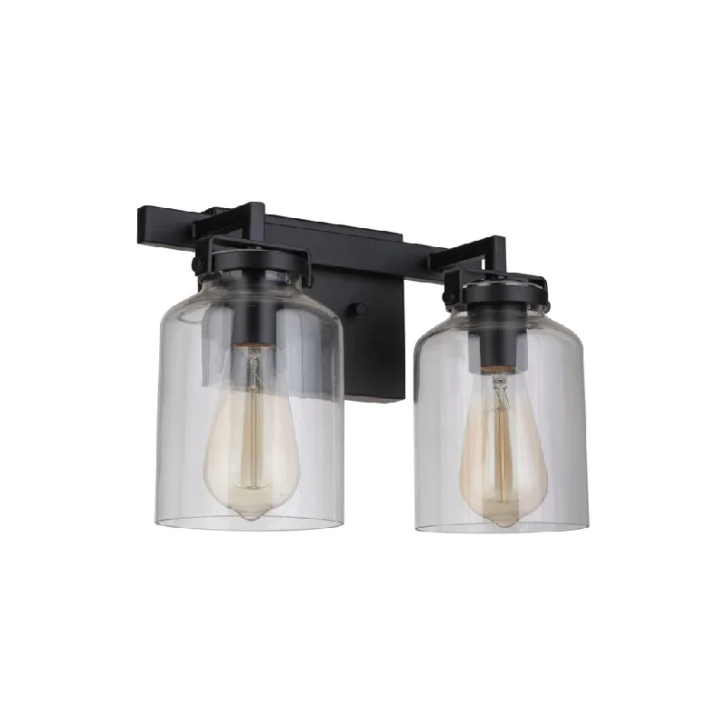 Industrial Lighting for Furniture FactoriesFoxwood 2 Light Vanity in Flat Black/Dark Teak Industrial Lighting for Furniture FactoriesFoxwood 2 Light Vanity in Flat Black/Dark Teak