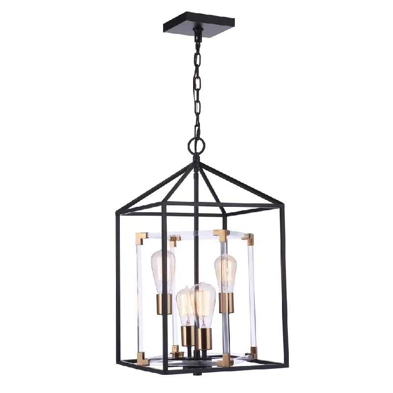 Energy - Efficient Industrial Lighting for Cost - SavingsAaron 4 Light Acrylic Pendant in Flat Black/Satin Brass Energy - Efficient Industrial Lighting for Cost - SavingsAaron 4 Light Acrylic Pendant in Flat Black/Satin Brass