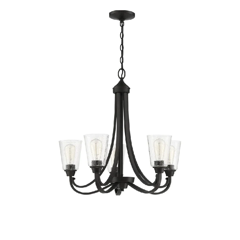 Industrial Lighting for Metal Fabrication ShopsGrace 5 Light Chandelier in Espresso (Clear Seeded Glass)