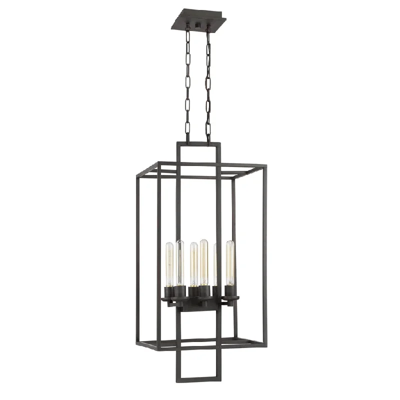 Industrial Lighting for Printing Press FacilitiesCubic 6 Light Foyer in Aged Bronze Brushed