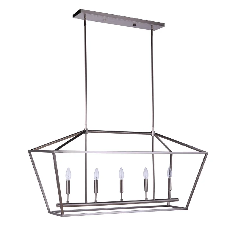 Industrial Pendant Lighting for Machine ShopsFlynt II 5 Light Island in Brushed Polished Nickel Industrial Pendant Lighting for Machine ShopsFlynt II 5 Light Island in Brushed Polished Nickel