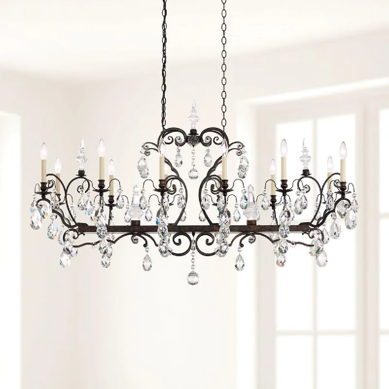 Industrial Lighting for Metal Fabrication ShopsRenaissance 14 Light Black Chandelier with Heritage Crystal