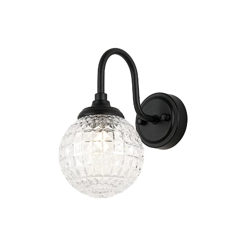 Satin Black/Clear Cross Pattern Round Glass