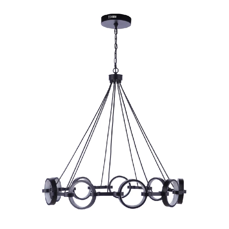 Industrial Lighting for Electronics ManufacturingContext 9 Light LED Chandelier in Flat Black