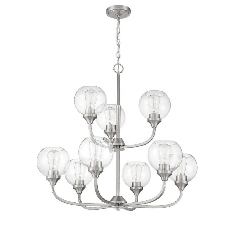 Industrial Lighting for Automotive Manufacturing PlantsGlenda 9 Light Chandelier in Brushed Polished Nickel Industrial Lighting for Automotive Manufacturing PlantsGlenda 9 Light Chandelier in Brushed Polished Nickel