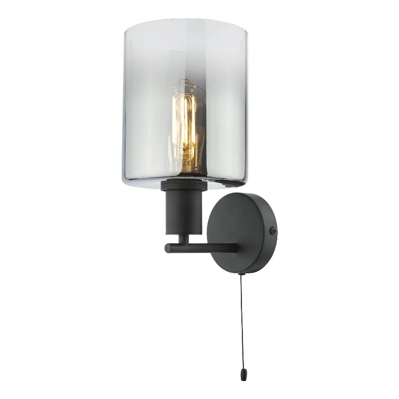 Track lighting for retail window displaysTrack lighting for updating office lobbiesrustic farmhouse wall lamps with wooden accents for cozy bedroomsSavannah Wall Light Matt Black and Smoked Glass