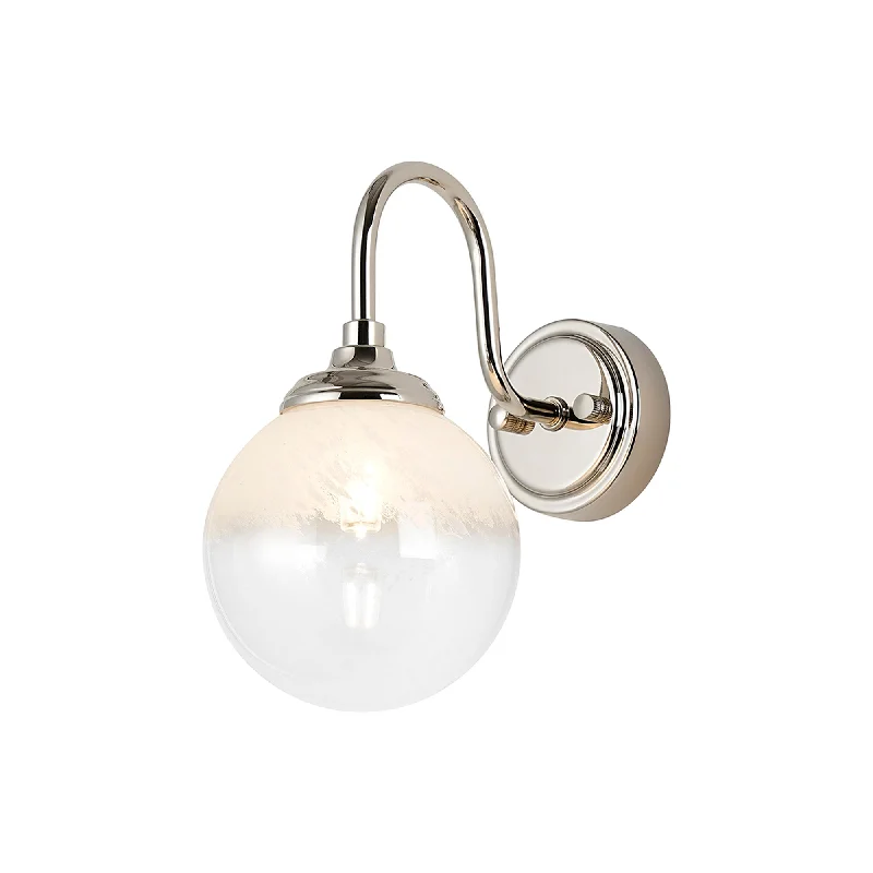 Polished Nickel/White Two-Tone Snow Specks Round Glass