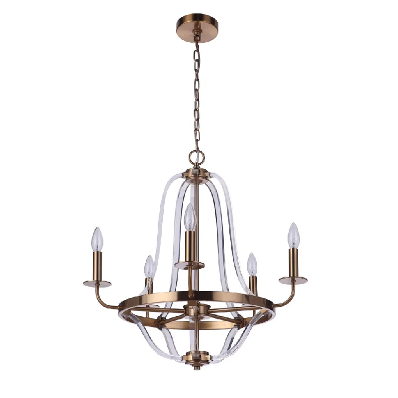 Industrial Ceiling - Mounted Lighting for Assembly PlantsGraclyn 5 Light Chandelier in Satin Brass