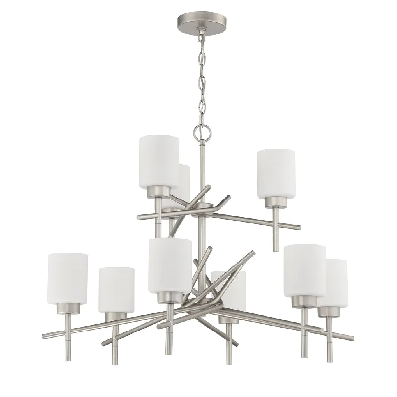 Industrial Lighting for Food Processing FactoriesCadence 9 Light Chandelier in Satin Nickel Industrial Lighting for Food Processing FactoriesCadence 9 Light Chandelier in Satin Nickel