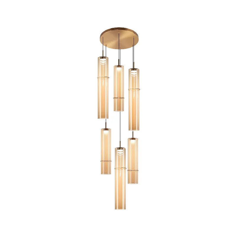 Shock - Resistant Industrial Lighting for Vibrating Machinery AreasBambu Six Light Chandelier Shock - Resistant Industrial Lighting for Vibrating Machinery AreasBambu Six Light Chandelier