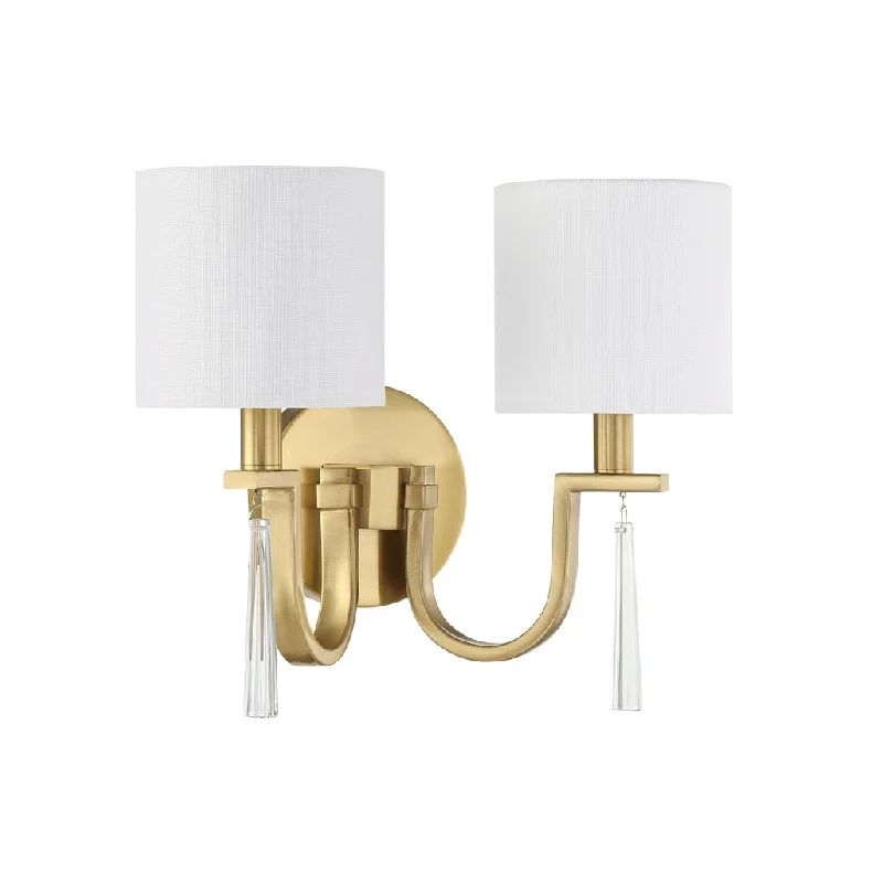 Industrial Lighting for Metal Fabrication ShopsFortuna 2 Light Wall Sconce in Satin Brass Industrial Lighting for Metal Fabrication ShopsFortuna 2 Light Wall Sconce in Satin Brass