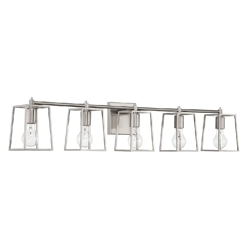 Industrial Ceiling - Mounted Lighting for Assembly PlantsDunn 5 Light Vanity in Brushed Polished Nickel Industrial Ceiling - Mounted Lighting for Assembly PlantsDunn 5 Light Vanity in Brushed Polished Nickel