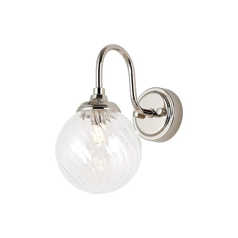 Polished Nickel/Clear Swirl Round Glass