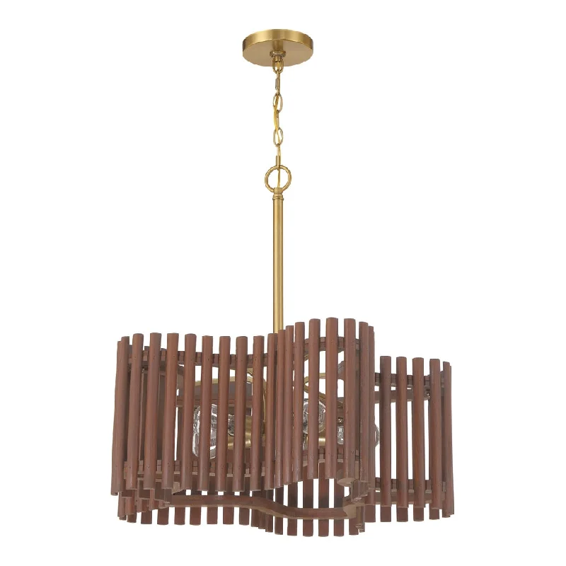 Industrial Lighting for Furniture FactoriesFreeform 5 Light Medium Chandelier in Satin Brass/Walnut Industrial Lighting for Furniture FactoriesFreeform 5 Light Medium Chandelier in Satin Brass/Walnut