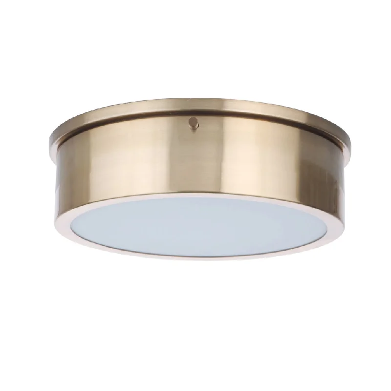 Industrial Lighting for Electronics ManufacturingFenn 1 Light 11" LED Flushmount in Satin Brass Industrial Lighting for Electronics ManufacturingFenn 1 Light 11" LED Flushmount in Satin Brass