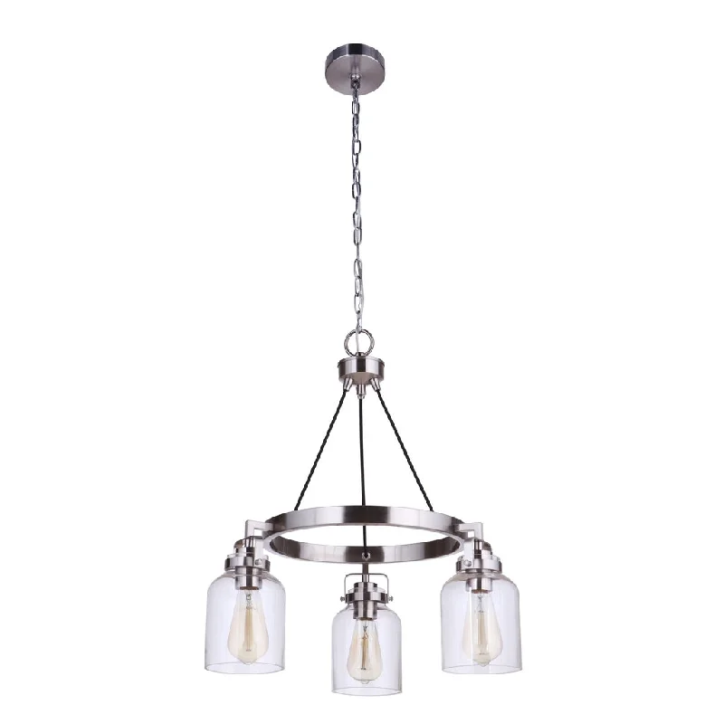 Industrial Lighting for Printing Press FacilitiesFoxwood 3 Light Chandelier in Brushed Polished Nickel Industrial Lighting for Printing Press FacilitiesFoxwood 3 Light Chandelier in Brushed Polished Nickel