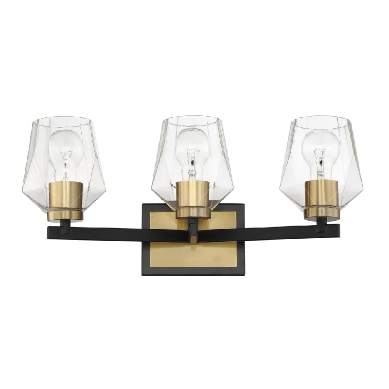 Industrial Lighting for Pharmaceutical ManufacturingAvante Grand 3 Light Vanity in Flat Black/Satin Brass Industrial Lighting for Pharmaceutical ManufacturingAvante Grand 3 Light Vanity in Flat Black/Satin Brass