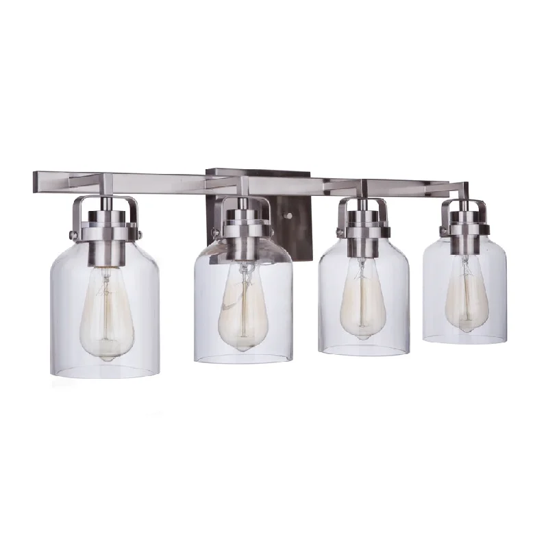 Shock - Resistant Industrial Lighting for Vibrating Machinery AreasFoxwood 4 Light Vanity in Brushed Polished Nickel Shock - Resistant Industrial Lighting for Vibrating Machinery AreasFoxwood 4 Light Vanity in Brushed Polished Nickel