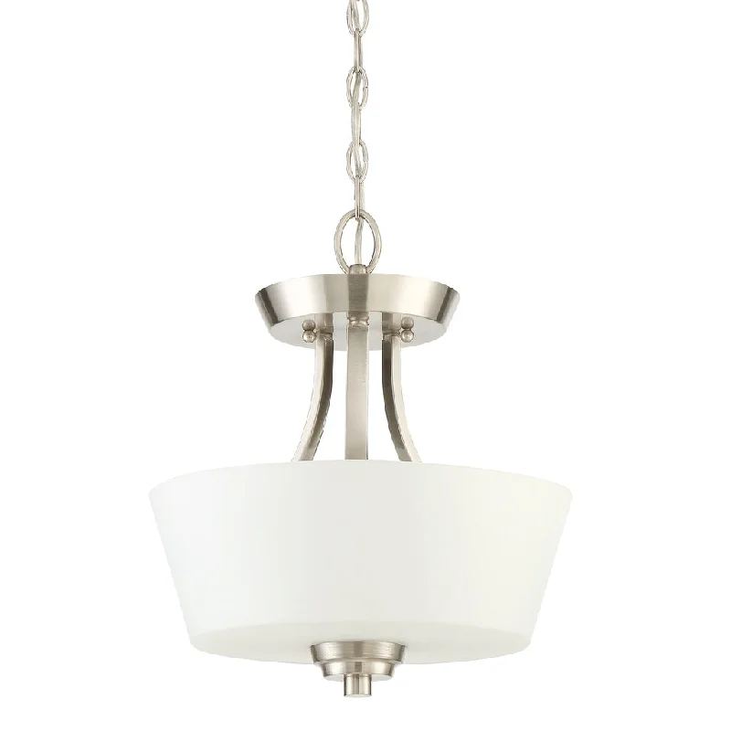 Low - Bay Industrial Lighting Fixtures for Small FactoriesGrace 2 Light Convertible Semi Flush in Brushed Polished Nickel Low - Bay Industrial Lighting Fixtures for Small FactoriesGrace 2 Light Convertible Semi Flush in Brushed Polished Nickel