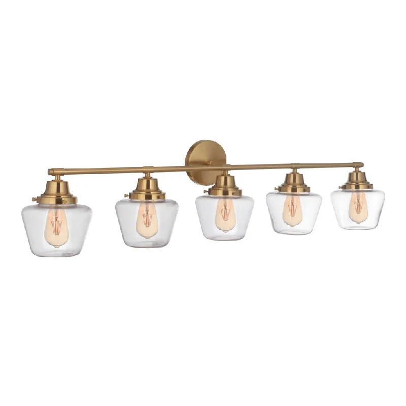 Waterproof Industrial Lighting for Wet AreasEssex 5 Light Vanity in Satin Brass