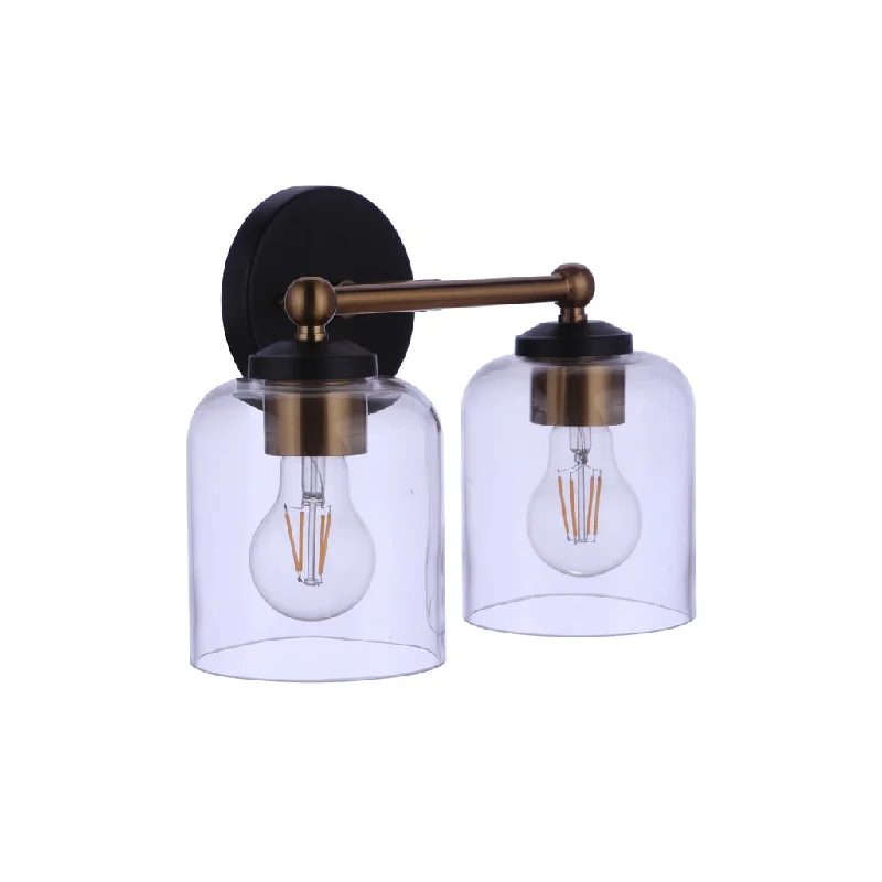 High - Bay LED Industrial Lighting for WarehousesCoppa 2 Light Vanity in Flat Black/Satin Brass