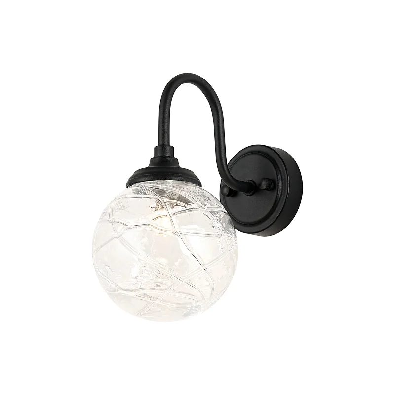 Satin Black/Clear Dune Effect Round Glass