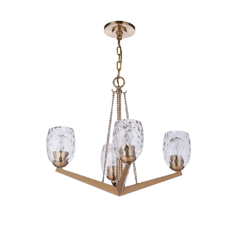 Industrial Lighting for Electronics ManufacturingGuiding Star 4 Light Chandelier in Satin Brass