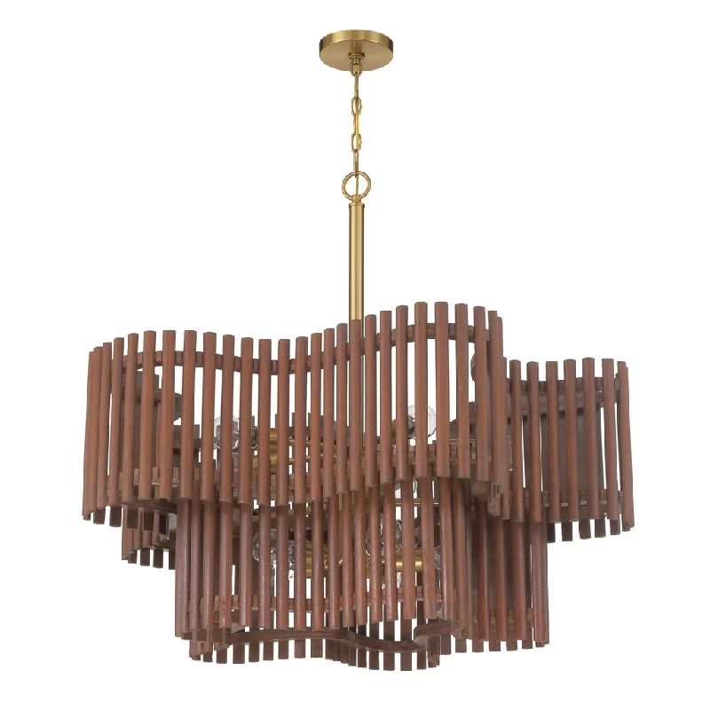 High - Bay LED Industrial Lighting for WarehousesFreeform 10 Light Chandelier in Satin Brass/Walnut High - Bay LED Industrial Lighting for WarehousesFreeform 10 Light Chandelier in Satin Brass/Walnut