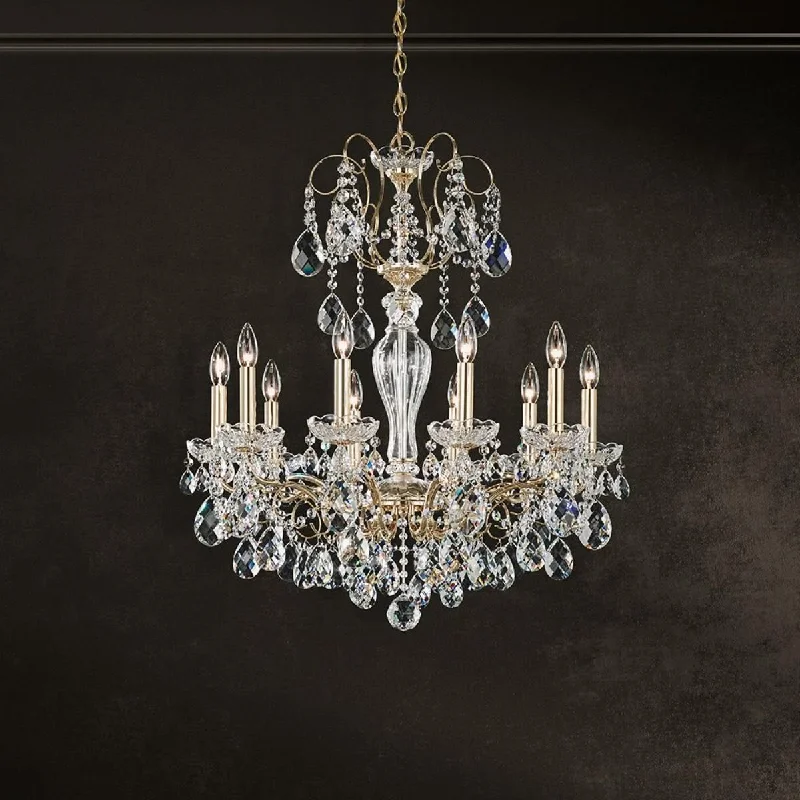 Waterproof Industrial Lighting for Wet AreasSonatina 10 Light Etruscan Gold Chandelier with Clear Heritage Crystals