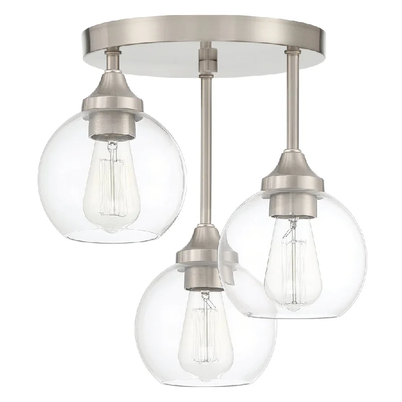 Industrial Lighting for Pharmaceutical ManufacturingGlenda 3 Light Semi Flush in Brushed Polished Nickel Industrial Lighting for Pharmaceutical ManufacturingGlenda 3 Light Semi Flush in Brushed Polished Nickel